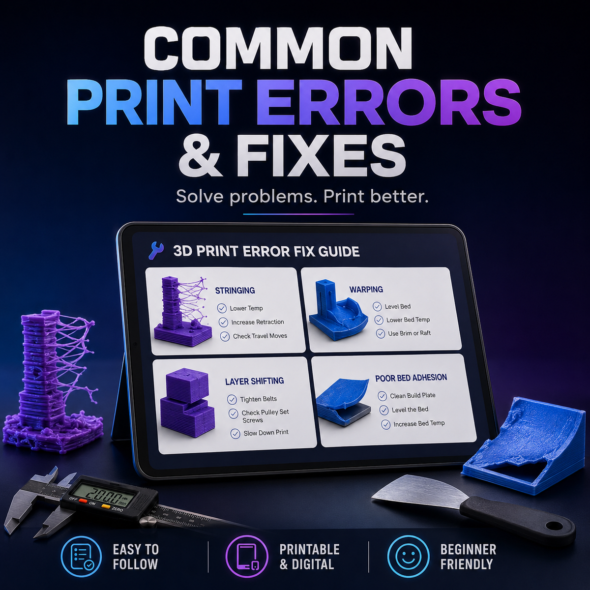 Common 3D Print Errors & Fixes Guide