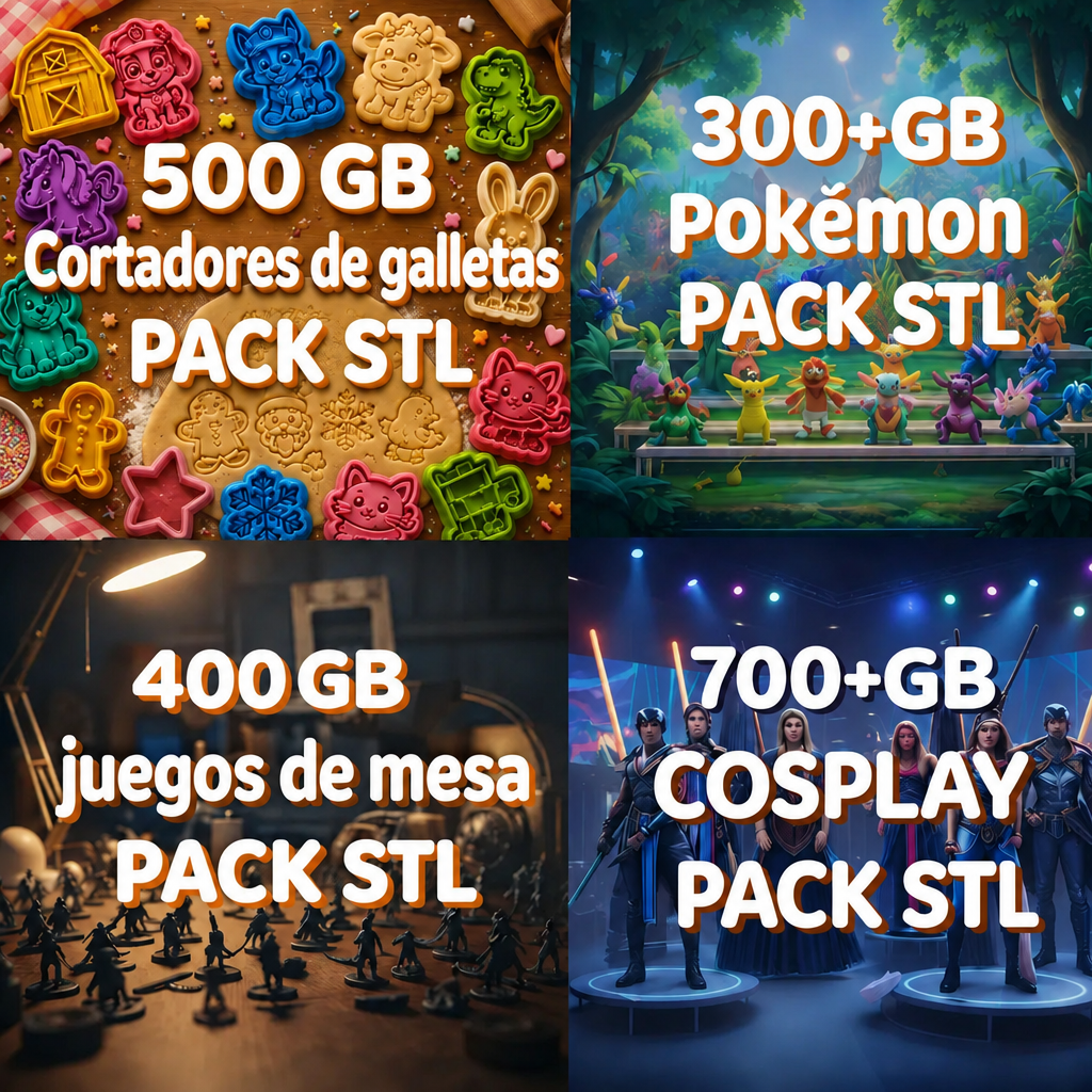 Packs STL de cortadores de galletas, Pokémon, juegos de mesa y cosplay