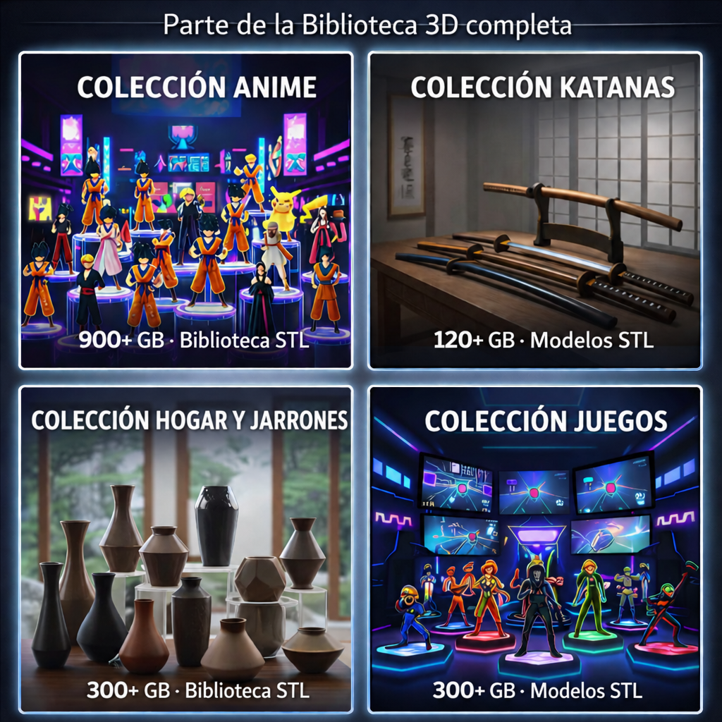 Colecciones de anime, katanas, hogar y jarrones y juegos de la Biblioteca 3D completa