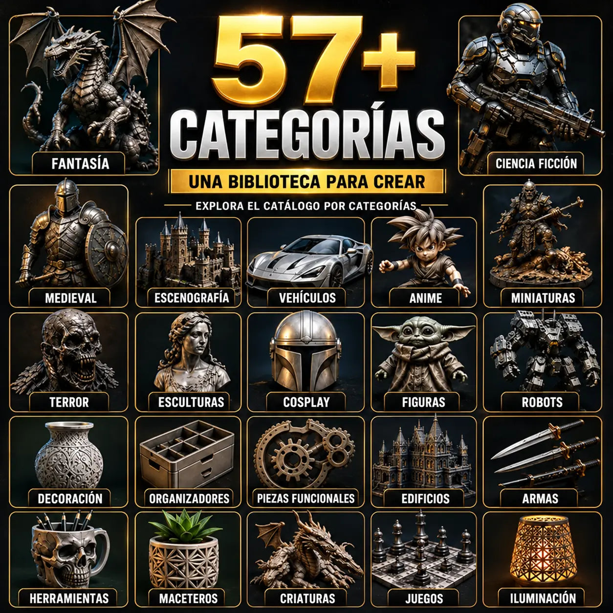 Biblioteca STL de 100 TB — Modelos 3D en 57+ categorías