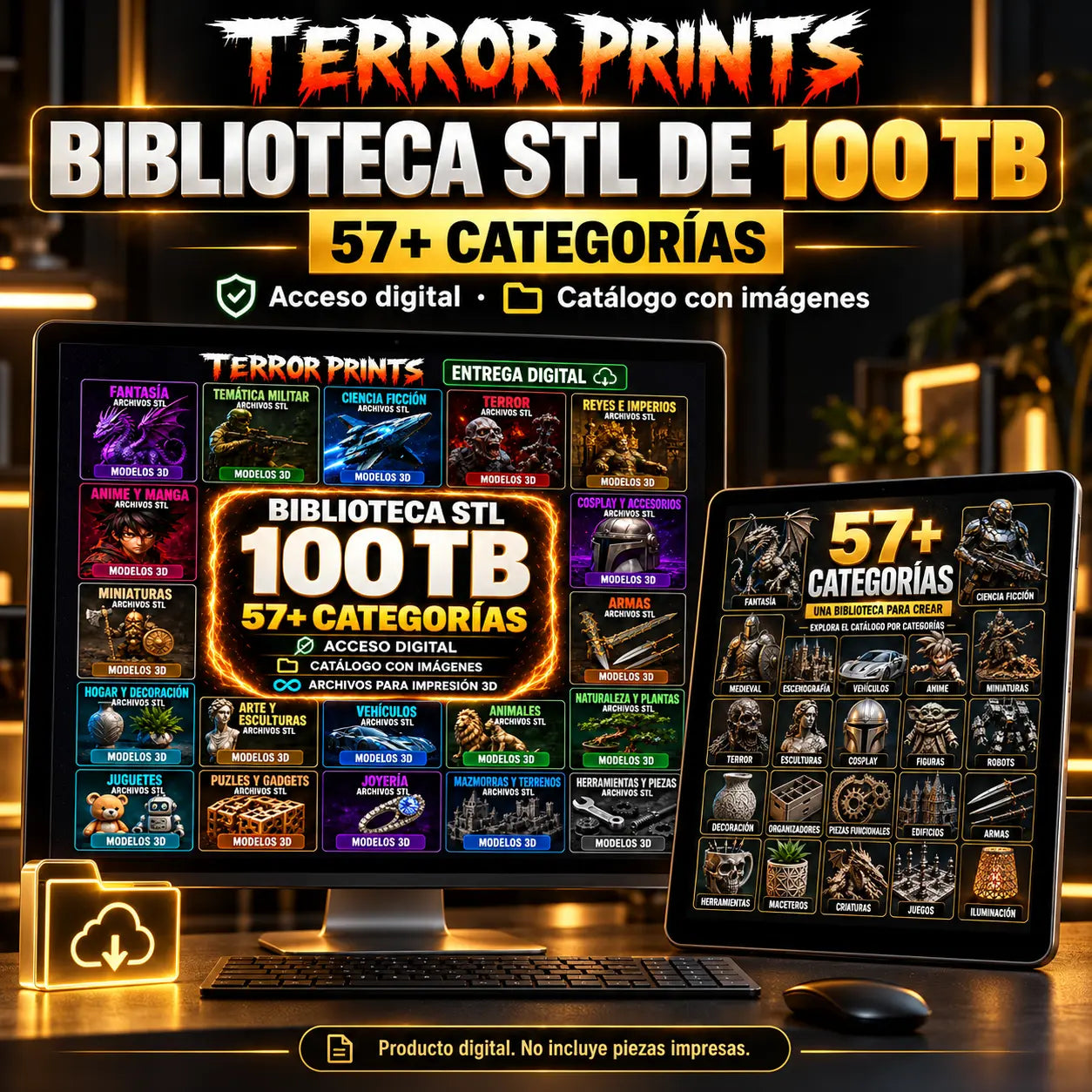 Biblioteca STL de 100 TB — Modelos 3D en 57+ categorías