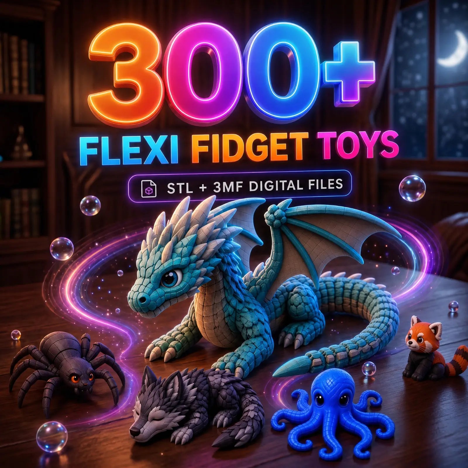 300+ Flexi Fidget Toys STL & 3MF Bundle