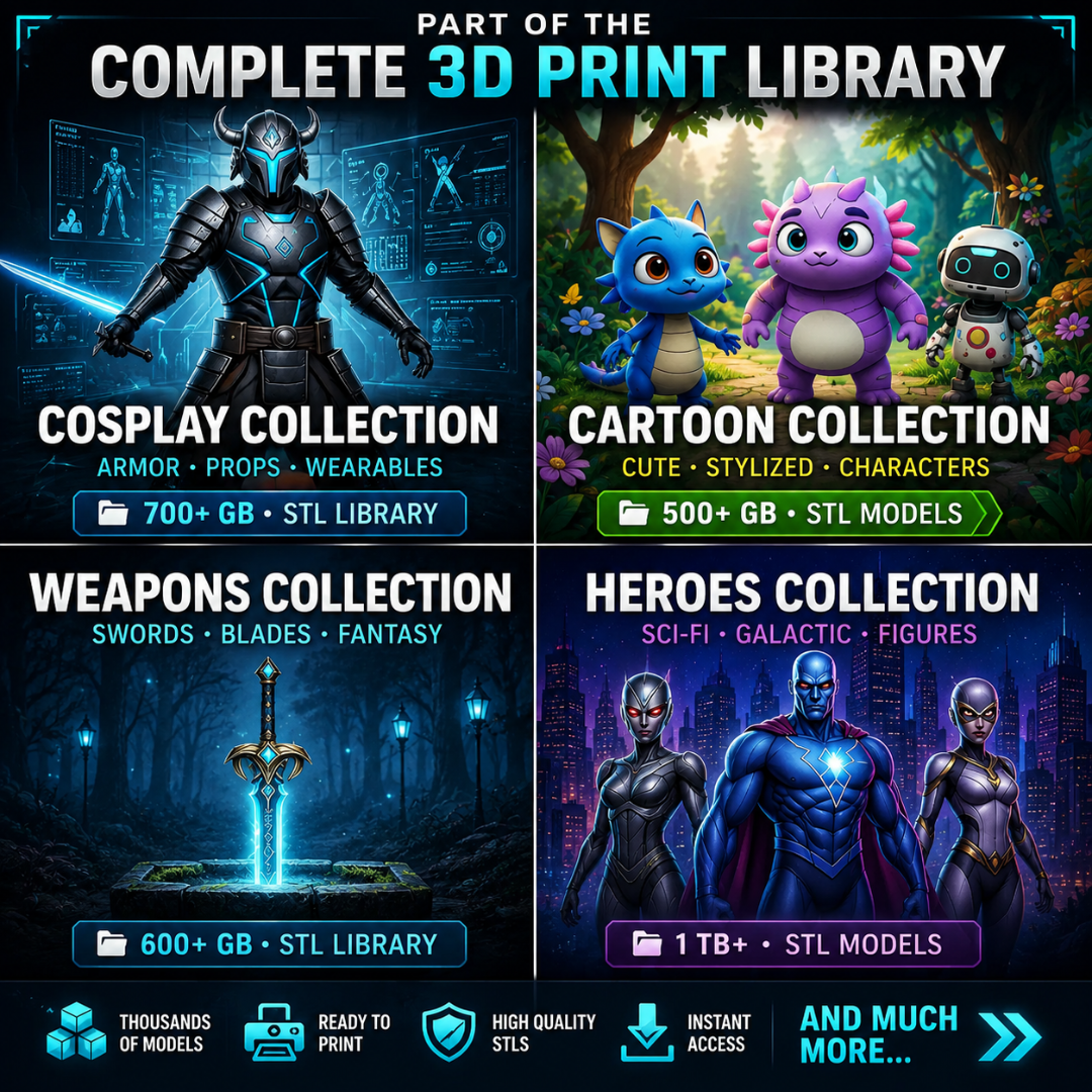 Ultimate 100TB STL Vault Massive 3D Print Library Across 57+ Categories