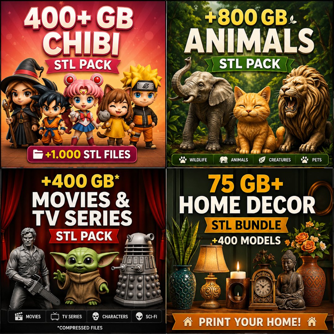 Ultimate 100TB STL Vault Massive 3D Print Library Across 57+ Categories