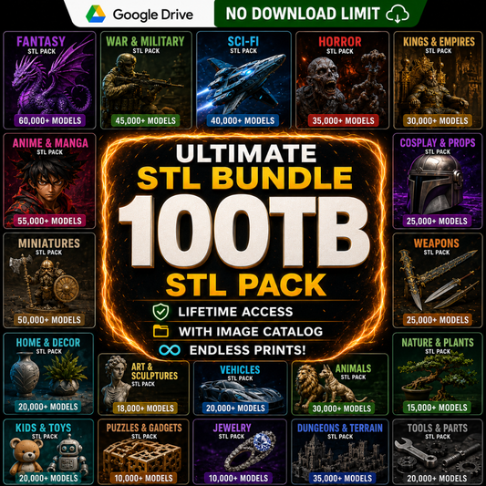 Ultimate 100TB STL Vault Massive 3D Print Library Across 57+ Categories